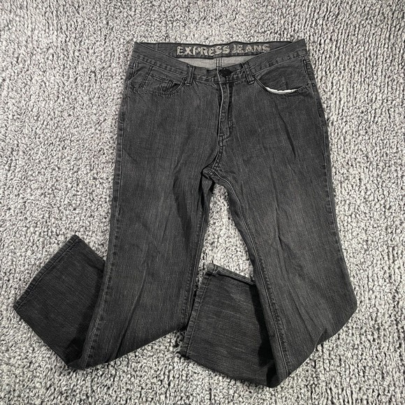 Express Jeans Relaxed Boot Cut Charcoal Black Gray Men's Size 36 x 32 - Picture 3 of 9
